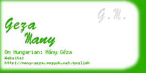 geza many business card